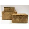 Image 1 : NEW SET OF 3 HAND WOVEN RATTAN BASKETS WITH LATCH