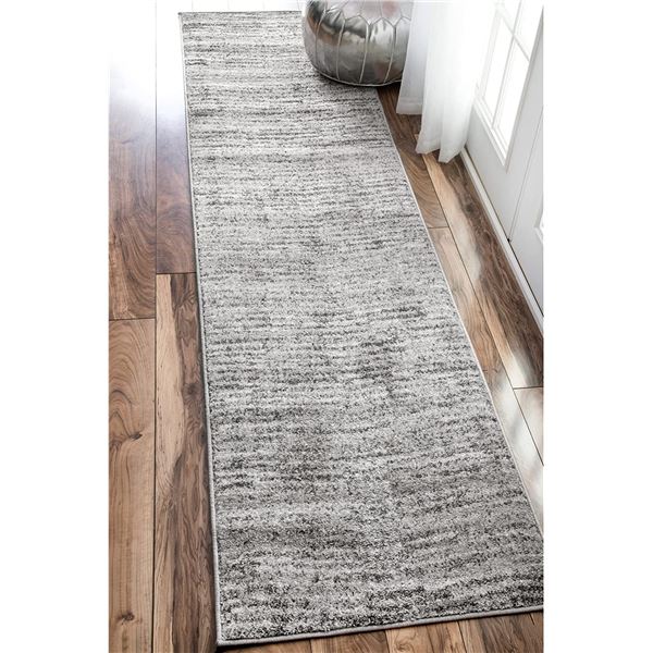 NEW NULOOM SMOKY GREY SHERILL RUNNER RUG 2'6"X12'