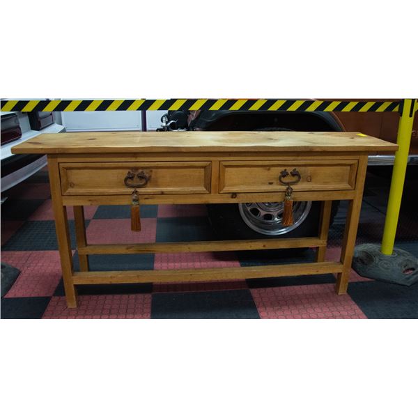 SOLID WOOD HALL TABLE, 14  X 63  X 30 