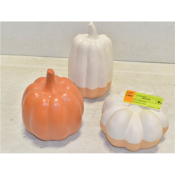 LOT OF 3 CERAMIC PUMPKIN/GOURDS