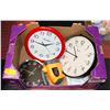 Image 1 : FLAT OF 3 WALL CLOCKS AND MORE