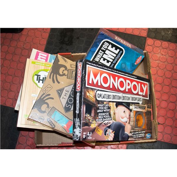 FLAT OF NEW BOARD GAMES INCLUDES MONOPOLY