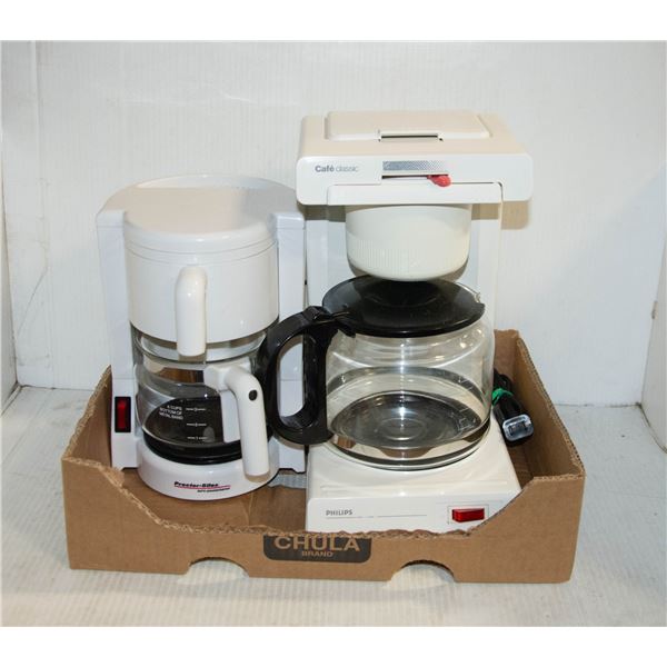 2 COFFEE MAKERS, NEW BREW2GO TRAVEL MUGS, FILTERS