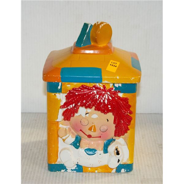 CIRCA 1930'S RAGGEDY ANN COOKIE JAR