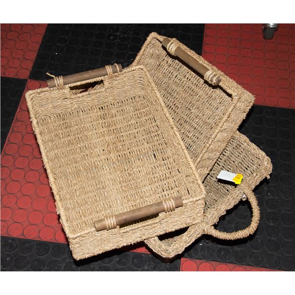 3 RATTAN BASKETS