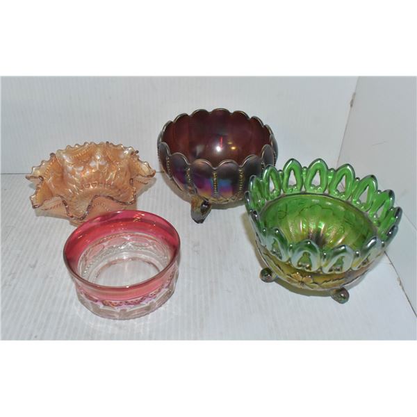 BOX OF VINTAGE GLASS BOWLS