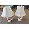 Image 1 : 2 VINTAGE PINK/WHITE LAMPS