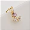 Image 2 : Yellow Gold Pink & White Cubic Zirconia Flower Pendant