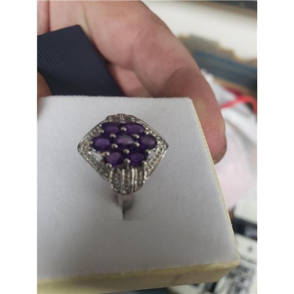 Sterling Silver Natural Amethyst Ring