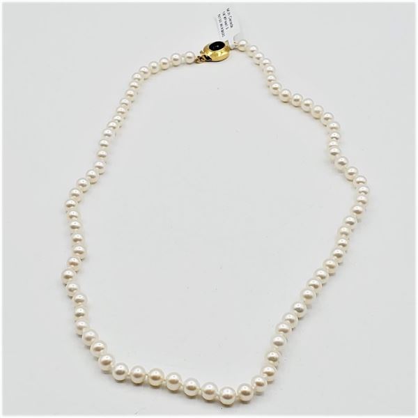 Base Metal Natural Freshwater Peral & Black Onyx Princess Necklace