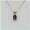 Image 1 : Yellow Gold Natural Amethyst Pendant