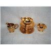 Image 1 : Tea for two vintage gold colored teacups, cream + sugar
