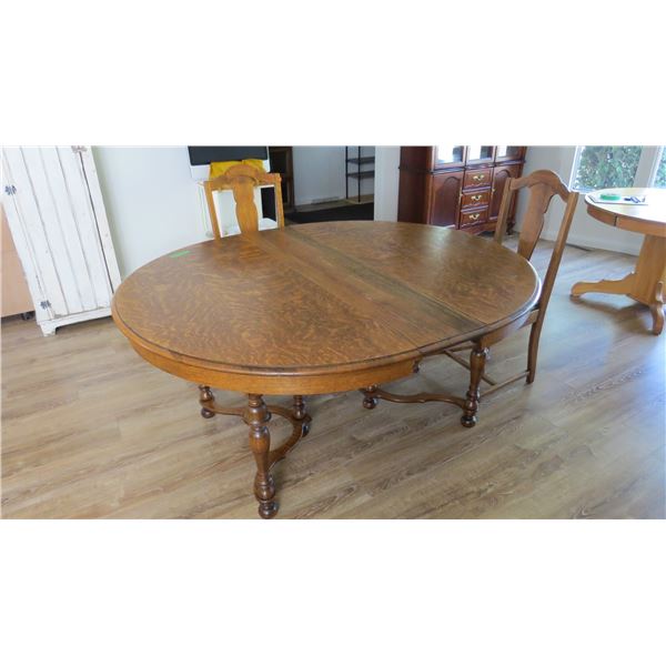 Dining Room Table + (6) Chairs Set (OAK) - 54W x 63.5L (1 leaf) x 29.25H (comes with 6 chairs (1 cap