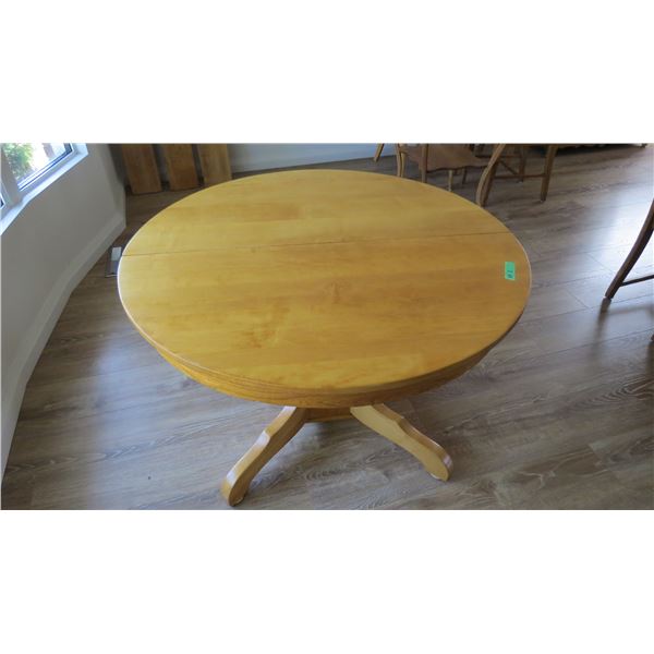 Dining Table with (3) leaves (MAPLE) - 42  diameter 27  high (each leaf is 7.5x42)