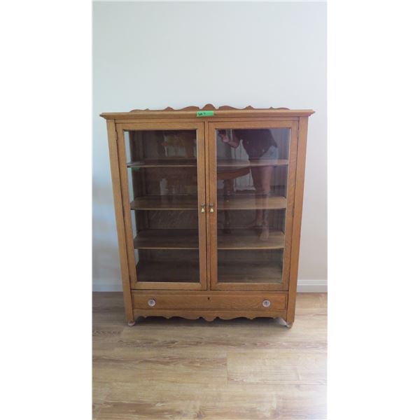 China Cabinet / Buffet (solid wood) - with key - 41W 18D 50H - bottom drawer, glass doors + sides