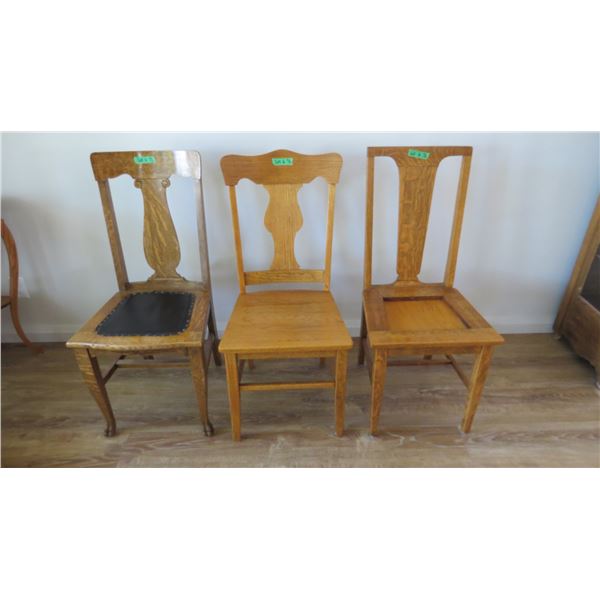 (3) Chairs (solid wood) - 36-38 H