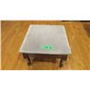 Image 1 : Foot stool - wood base with cushioned fabric top - 15x15x10H