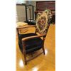 Image 2 : Wood chair - original except black velvet upholstery is new - 24W 29D 42H