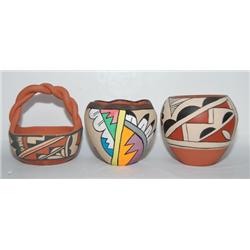 THREE JEMEZ POTTERY BOWLS