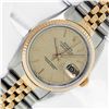 Rolex Mens Two Tone Champagne Linen Index Oyster Perpetual Datejust Wristwatch