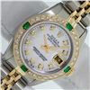 Image 1 : Rolex Ladies Two Tone Mother of Pearl Diamond & Emerald Datejust Wristwatch