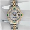 Image 3 : Rolex Ladies Two Tone Mother of Pearl Diamond & Emerald Datejust Wristwatch