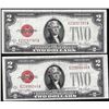 Image 1 : Lot of (2) 1928G $2 Legal Tender Notes