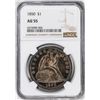 Image 1 : 1850 $1 Seated Liberty Silver Dollar Coin NGC AU55
