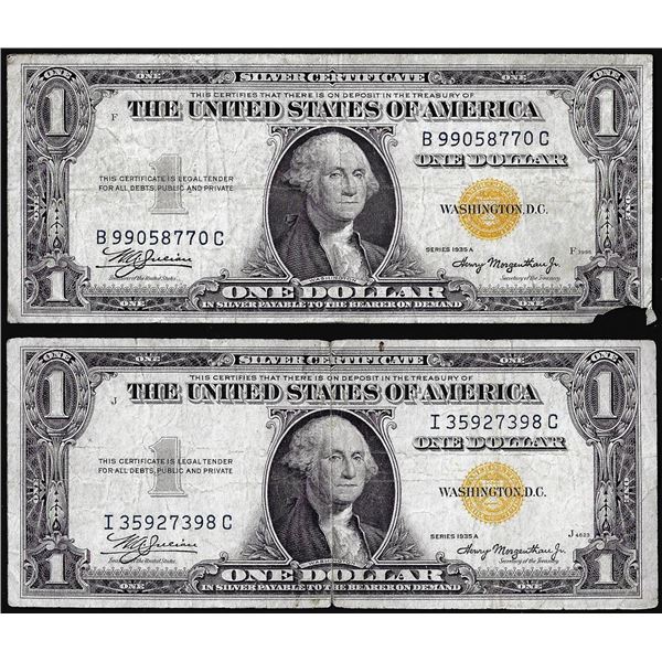 Lot of (2) 1935A $1 North Africa WWII Emergency Issue Silver Certificate Notes