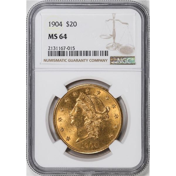 1904 $20 Liberty Head Double Eagle Gold Coin NGC MS64