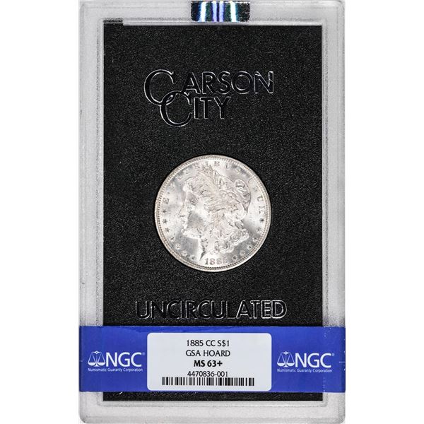 1885-CC $1 Morgan Silver Dollar Coin GSA Hoard NGC MS63+