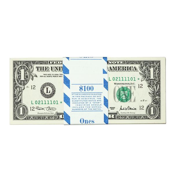 Pack of (100) Consecutive 2001 $1 Federal Reserve STAR Notes San Francisco