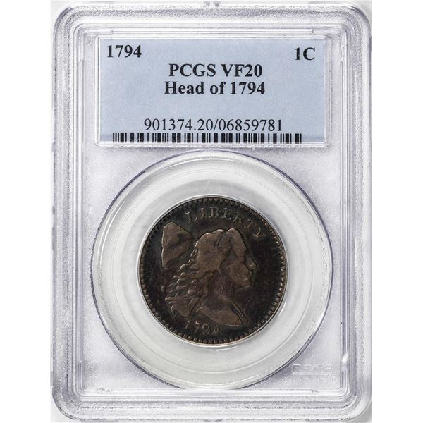 1794 Head of 1794 Liberty Cap Large Cent Coin PCGS VF20