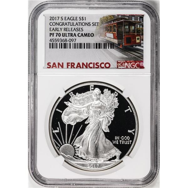 2017-S $1 Proof American Silver Eagle Coin NGC PF70 Ultra Cameo Congratulations ER