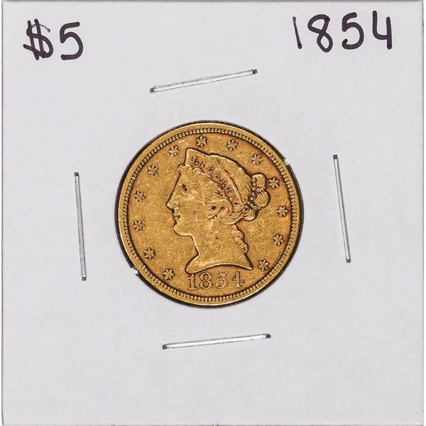 1854 No Motto $5 Liberty Head Half Eagle Gold Coin