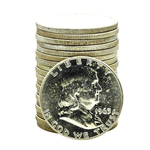 Roll of (20) Brilliant Uncirculated 1963-D Franklin Half Dollar Coins