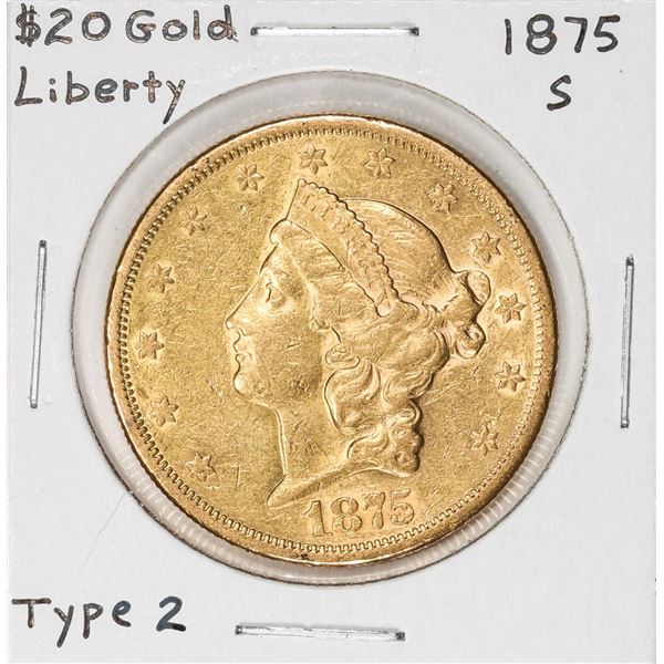 1875-S Type 2 $20 Liberty Head Double Eagle Gold Coin