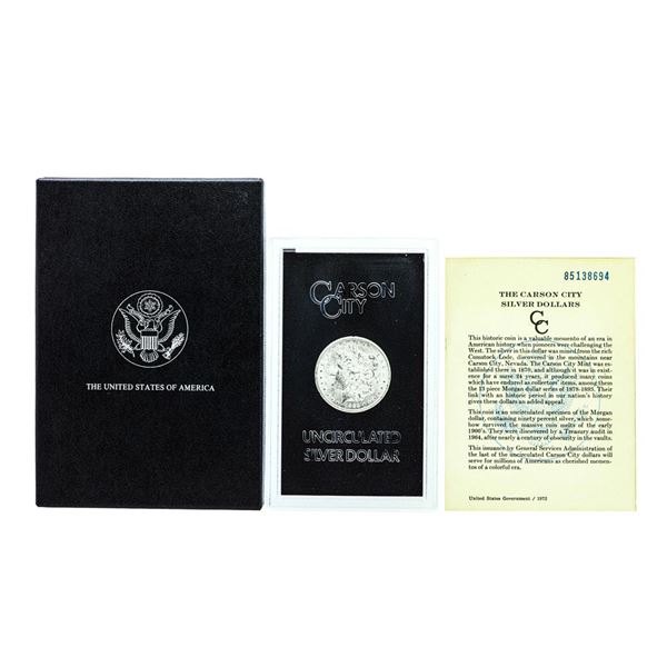 1885-CC $1 Morgan Silver Dollar Coin GSA Hoard Uncirculated w/ Box & COA