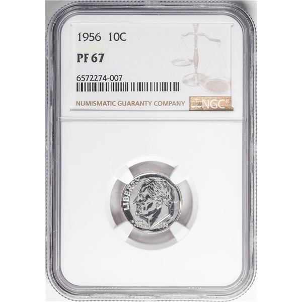 1956 Proof Roosevelt Dime Coin NGC PF67
