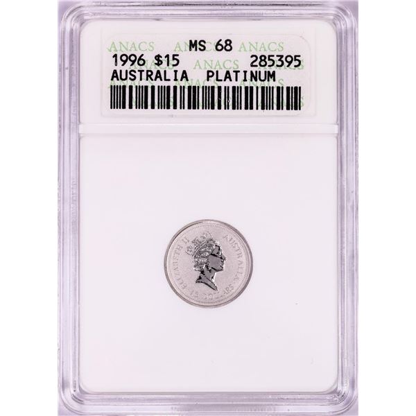 1996 $15 Australia Koala 1/10 oz Platinum Coin ANACS MS68