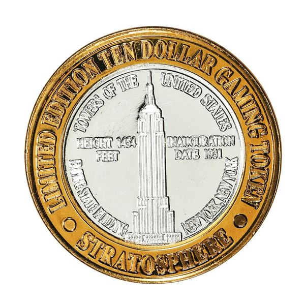 .999 Silver Stratosphere Las Vegas, Nevada $10 Casino Limited Edition Gaming Token