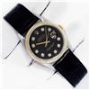 Image 3 : Rolex Men's Two Tone Black Diamond Datejust Wristwatch with Leather Band