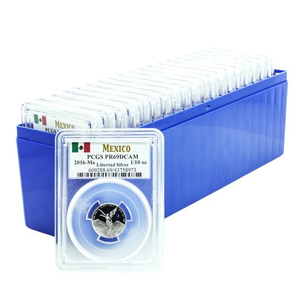 Lot of (20) 2016-Mo Mexico Proof 1/10 oz Silver Libertad Coins PCGS PR69DCAM