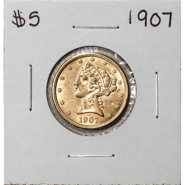 1907 $5 Liberty Head Half Eagle Gold Coin