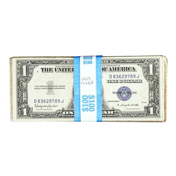 Lot of (100) Mixed Series 1935 $1 Silver Certificate Notes - Very Fine