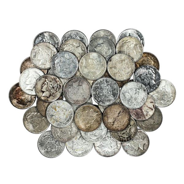Lot of (50) $1 Peace Silver Dollar Coins Culls