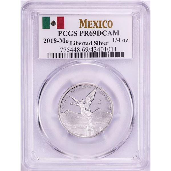 2018-Mo Mexico Proof 1/4 oz Silver Libertad Coin PCGS PR69DCAM