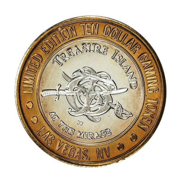.999 Silver Treasure Island Las Vegas, Nevada $10 Casino Limited Edition Gaming Token