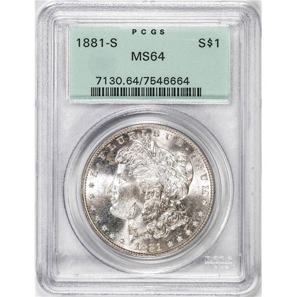 1881-S $1 Morgan Silver Dollar Coin PCGS MS64 Old Green Holder