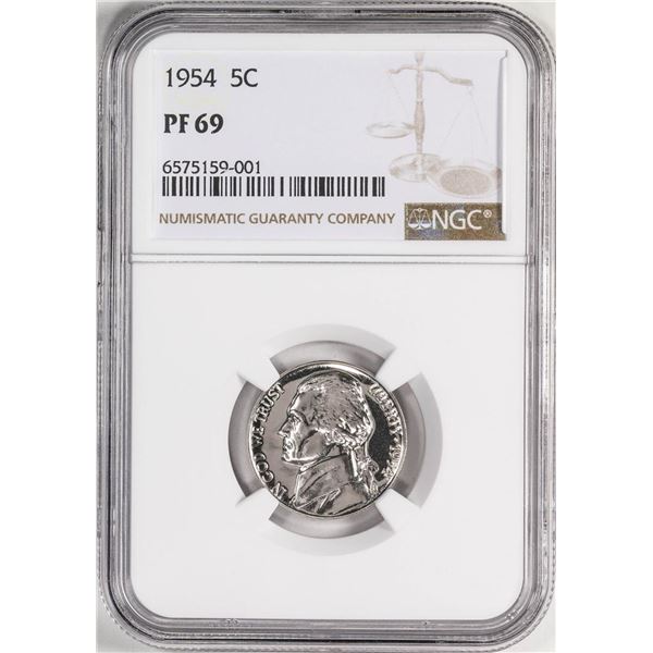 1954 Proof Jefferson Nickel Coin NGC PF69